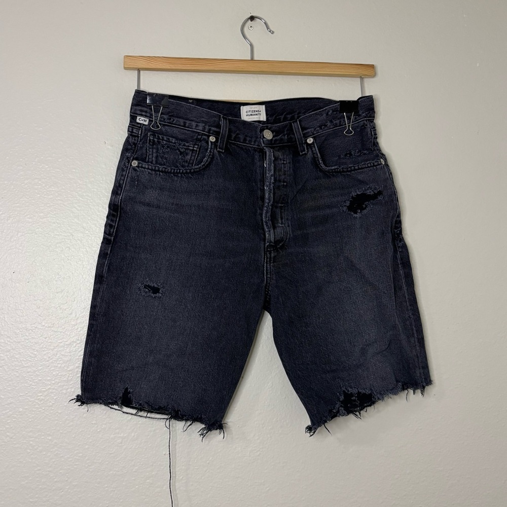Citizens of Humanity Women Black Wash Ambrosio Bermuda Shorts - Picture 12 of 13